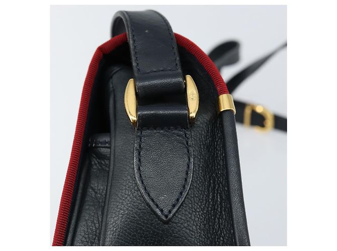 Borsa a Spalla in Pelle GUCCI Blu Navy Oro 007 261 0107 Auth ep11947 D'oro - vista 9
