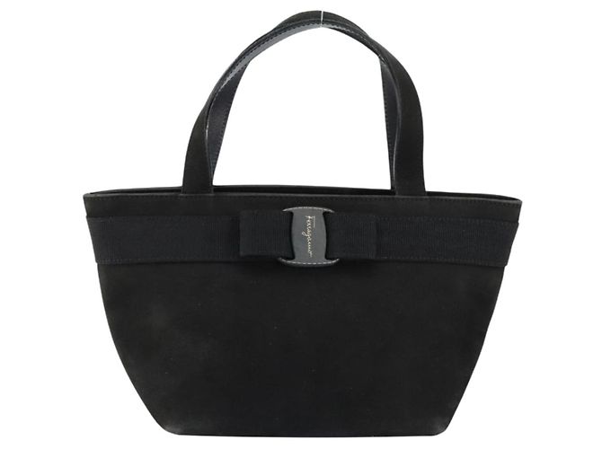 Borsa a mano Vala in suede nero e oro Salvatore Ferragamo Auth BA7982 D'oro - vista 13