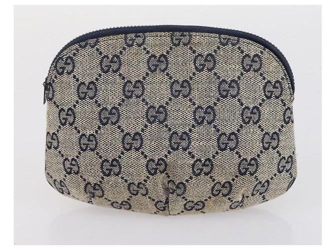 GUCCI GG Supreme Clutch Bag PVC 2 pezzi Beige Blu Navy Auth 151916 - vista 10