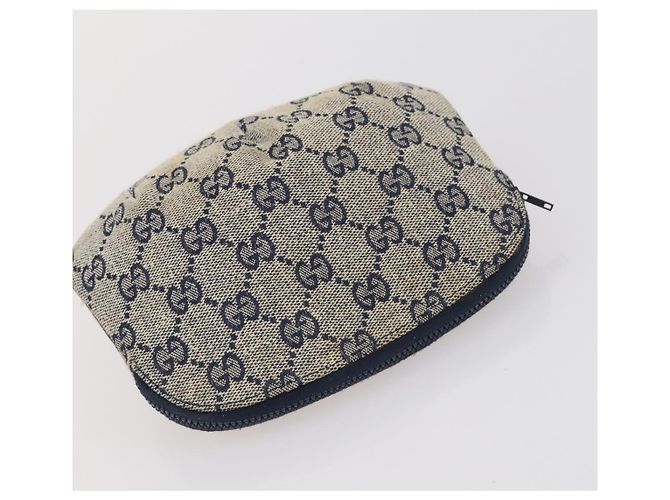 GUCCI GG Supreme Clutch Bag PVC 2 pezzi Beige Blu Navy Auth 151916 - vista 13
