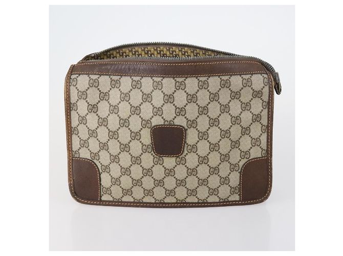 GUCCI GG Supreme Clutch Bag PVC 2 pezzi Beige Blu Navy Auth 151916 - vista 2