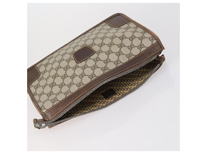 GUCCI GG Supreme Clutch Bag PVC 2 pezzi Beige Blu Navy Auth 151916 - vista 5