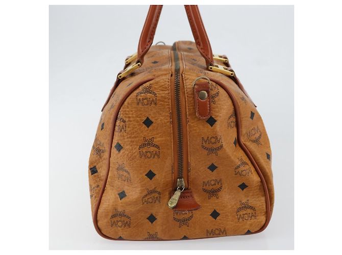 Borsa Boston MCM Logogram Vicetos in pelle PVC marrone e oro Auth am9704 D'oro - vista 3