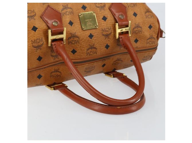 Borsa Boston MCM Logogram Vicetos in pelle PVC marrone e oro Auth am9704 D'oro - vista 7