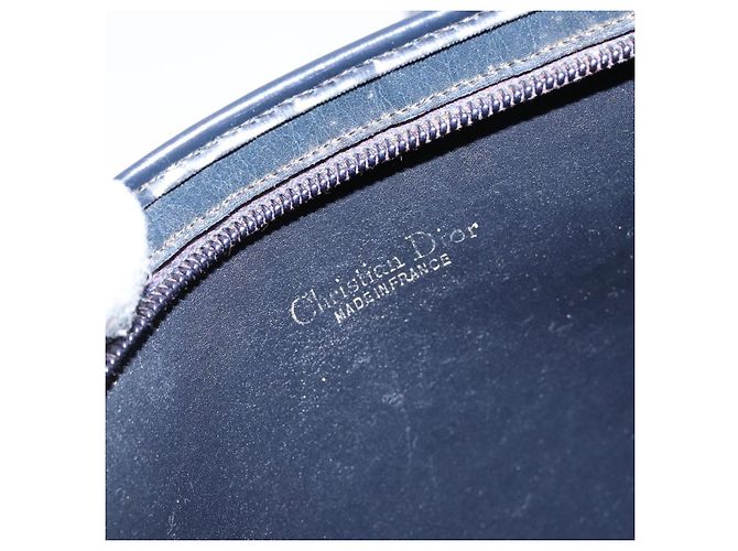 Borsa a Spalla in Tela Trotter Christian Dior Blu Navy Oro Auth 153348 D'oro - vista 11