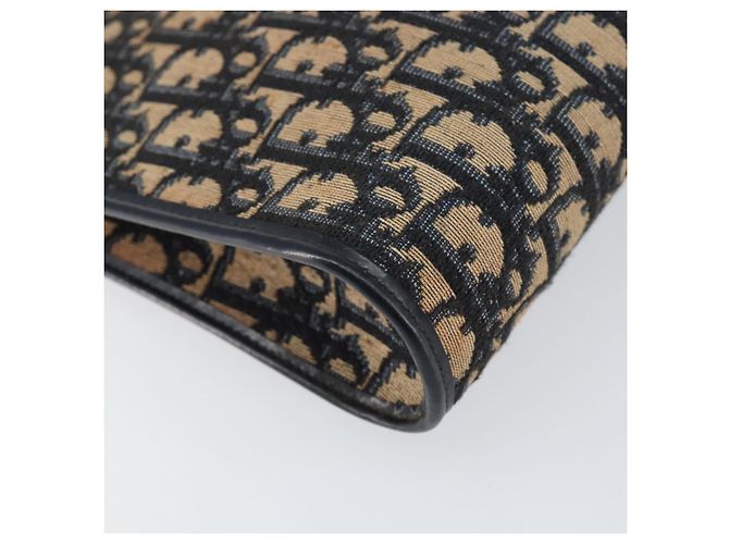 Borsa a Spalla in Tela Trotter Christian Dior Blu Navy Oro Auth 153348 D'oro - vista 14