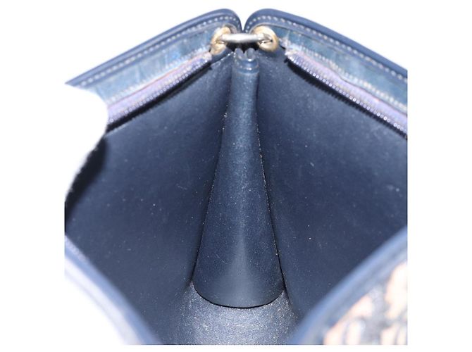 Borsa a Spalla in Tela Trotter Christian Dior Blu Navy Oro Auth 153348 D'oro - vista 19