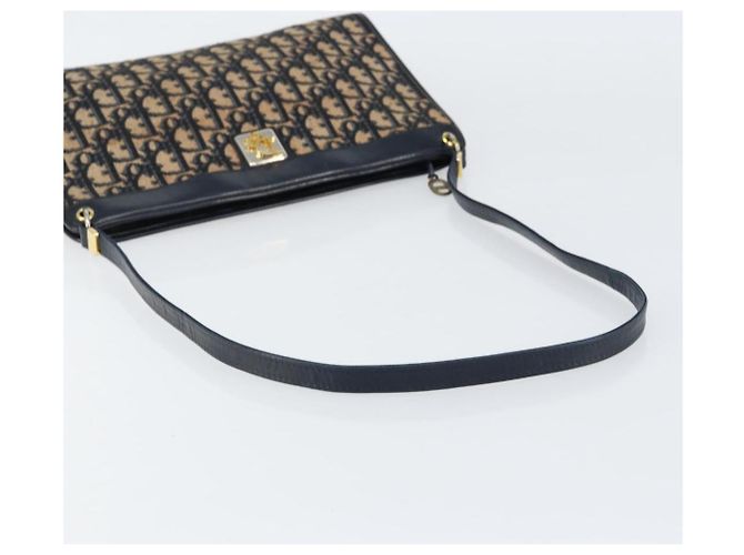 Borsa a Spalla in Tela Trotter Christian Dior Blu Navy Oro Auth 153348 D'oro - vista 7