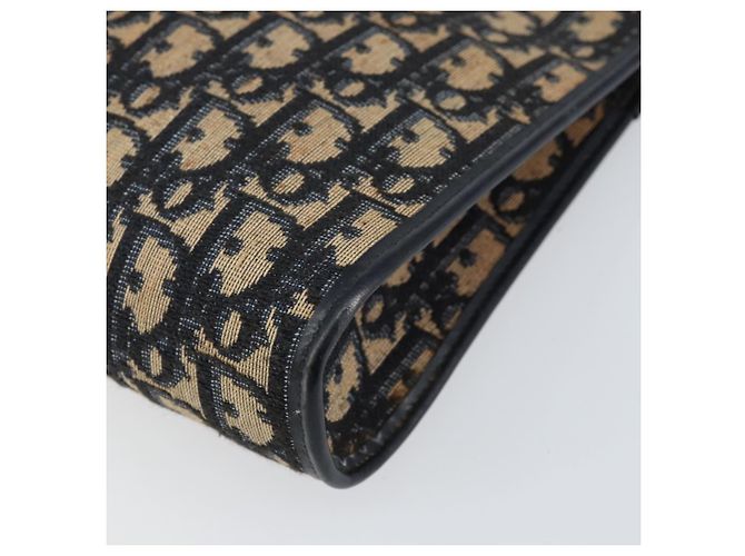 Borsa a Spalla in Tela Trotter Christian Dior Blu Navy Oro Auth 153348 D'oro - vista 9