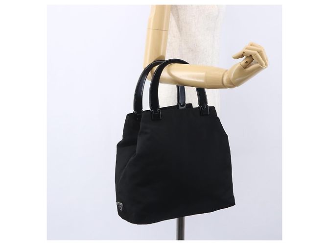 PRADA Borsa a mano in nylon nero Auth bs31162 - vista 24