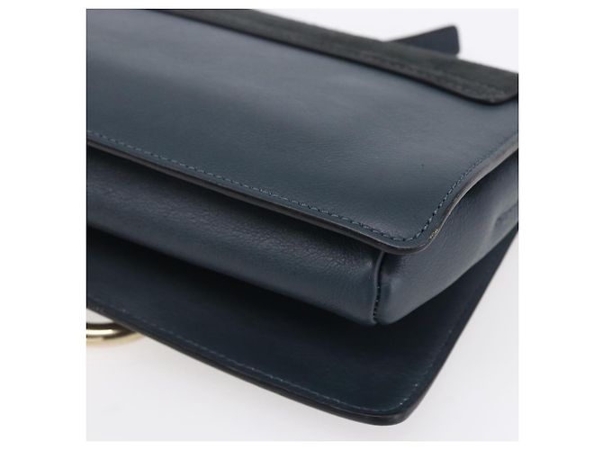 Chloé Borsa a Spalla Chloe Fay in Pelle Scamosciata Blu Oro Auth BA8055 D'oro - vista 15