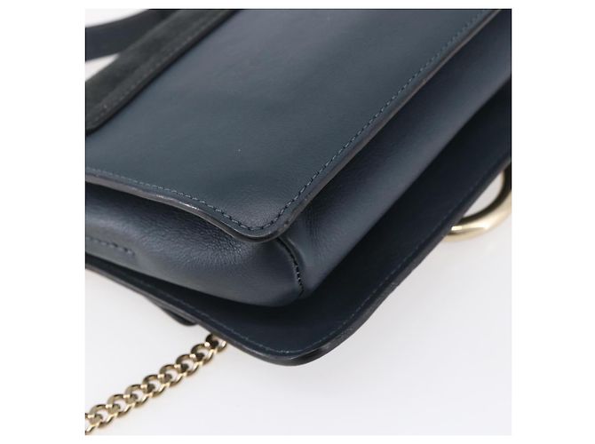 Chloé Borsa a Spalla Chloe Fay in Pelle Scamosciata Blu Oro Auth BA8055 D'oro - vista 16