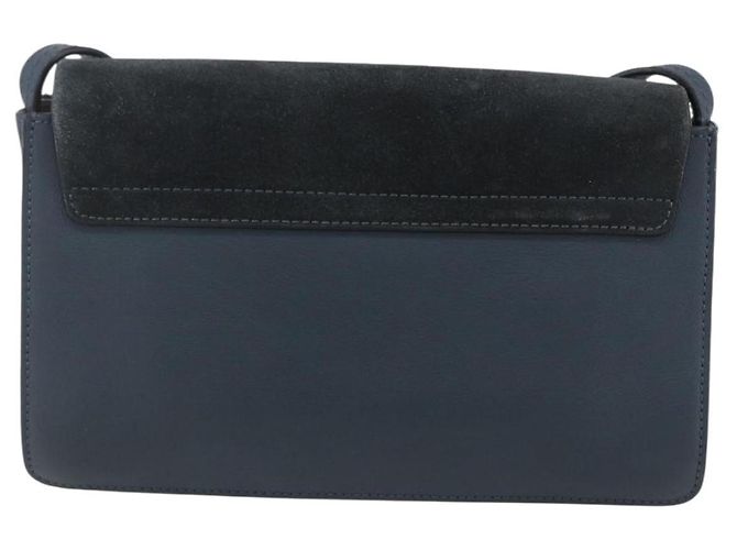 Chloé Borsa a Spalla Chloe Fay in Pelle Scamosciata Blu Oro Auth BA8055 D'oro - vista 2