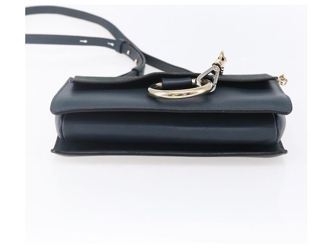 Chloé Borsa a Spalla Chloe Fay in Pelle Scamosciata Blu Oro Auth BA8055 D'oro - vista 5