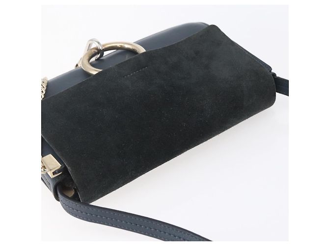 Chloé Borsa a Spalla Chloe Fay in Pelle Scamosciata Blu Oro Auth BA8055 D'oro - vista 6
