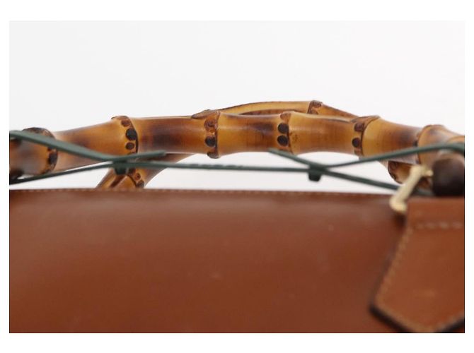 Borsa a mano in pelle GUCCI Bamboo 2 in 1 Marrone Oro 002 2855 03222 0 Auth 150280 - vista 14