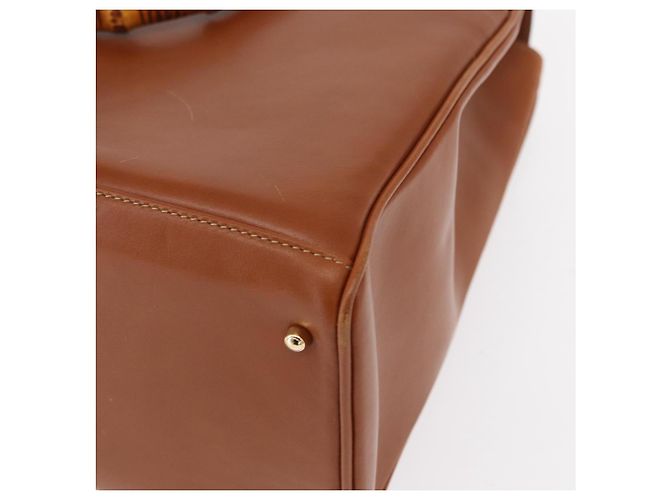 Borsa a mano in pelle GUCCI Bamboo 2 in 1 Marrone Oro 002 2855 03222 0 Auth 150280 - vista 16