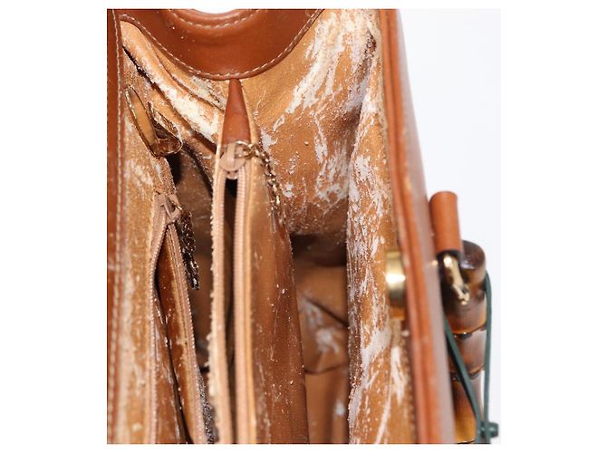 Borsa a mano in pelle GUCCI Bamboo 2 in 1 Marrone Oro 002 2855 03222 0 Auth 150280 - vista 24