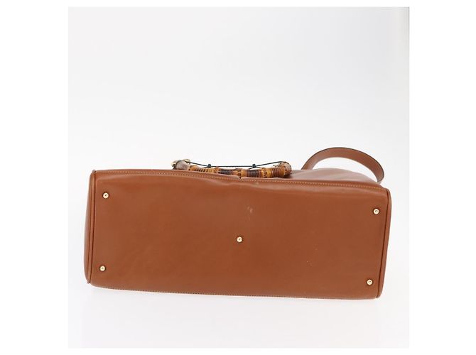 Borsa a mano in pelle GUCCI Bamboo 2 in 1 Marrone Oro 002 2855 03222 0 Auth 150280 - vista 5