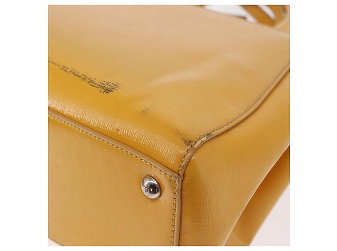 FENDI 2 JOURS Handtasche aus Leder 2-in-1 Gelb Silber Authentisch am9630 - Ansicht 10