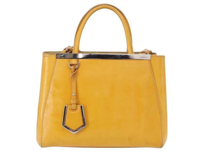 FENDI 2 JOURS Handtasche aus Leder 2-in-1 Gelb Silber Authentisch am9630 - Ansicht 13