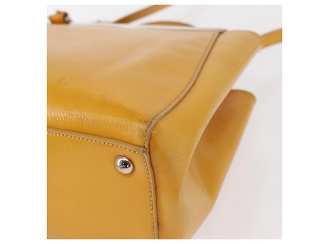 FENDI 2 JOURS Handtasche aus Leder 2-in-1 Gelb Silber Authentisch am9630 - Ansicht 17