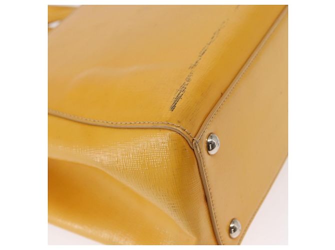 FENDI 2 JOURS Handtasche aus Leder 2-in-1 Gelb Silber Authentisch am9630 - Ansicht 18