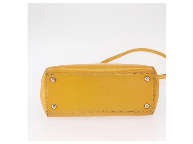 FENDI 2 JOURS Handtasche aus Leder 2-in-1 Gelb Silber Authentisch am9630 - Ansicht 6
