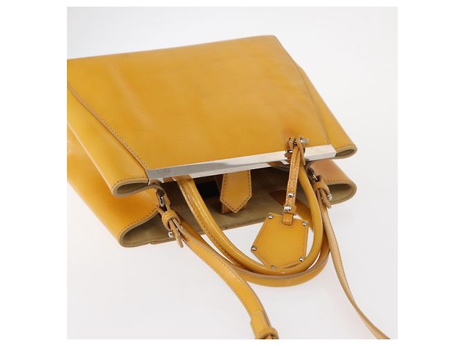 FENDI 2 JOURS Handtasche aus Leder 2-in-1 Gelb Silber Authentisch am9630 - Ansicht 7