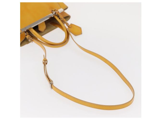 FENDI 2 JOURS Handtasche aus Leder 2-in-1 Gelb Silber Authentisch am9630 - Ansicht 9