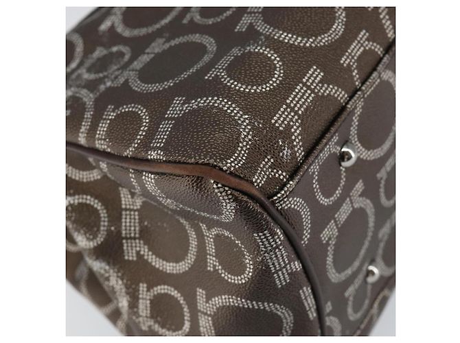 Borsa a Spalla Gancini in Pelle Marrone Argento Auth BA7992 di Salvatore Ferragamo - vista 16