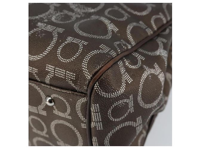 Borsa a Spalla Gancini in Pelle Marrone Argento Auth BA7992 di Salvatore Ferragamo - vista 17