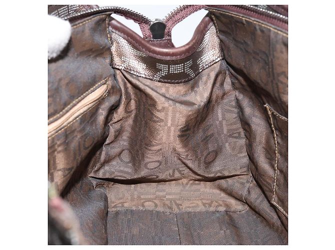 Borsa a Spalla Gancini in Pelle Marrone Argento Auth BA7992 di Salvatore Ferragamo - vista 20