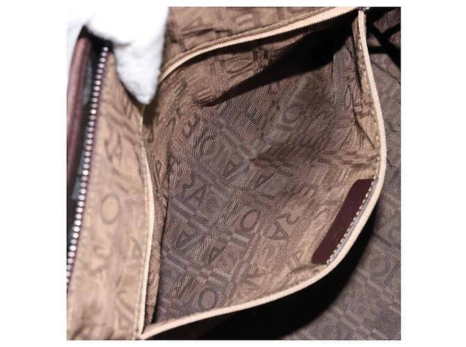 Borsa a Spalla Gancini in Pelle Marrone Argento Auth BA7992 di Salvatore Ferragamo - vista 23