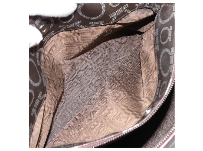 Borsa a Spalla Gancini in Pelle Marrone Argento Auth BA7992 di Salvatore Ferragamo - vista 24