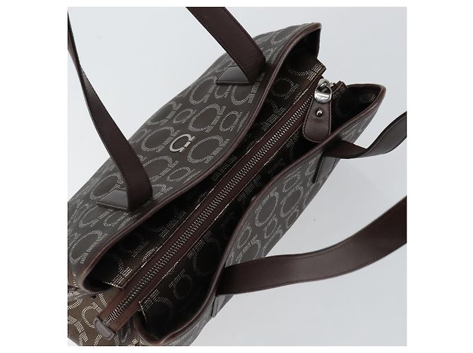 Borsa a Spalla Gancini in Pelle Marrone Argento Auth BA7992 di Salvatore Ferragamo - vista 6