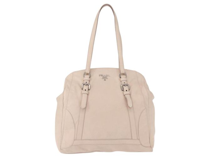 Prada Borsa a Spalla in Pelle Beige Argento Auth ka071 - vista 13