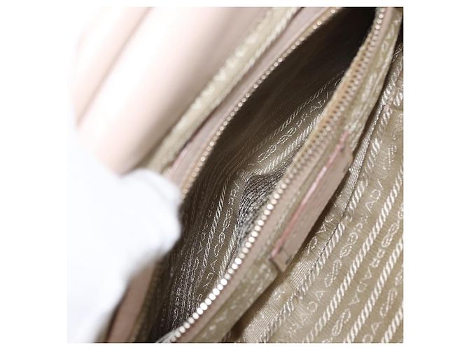 Prada Borsa a Spalla in Pelle Beige Argento Auth ka071 - vista 21