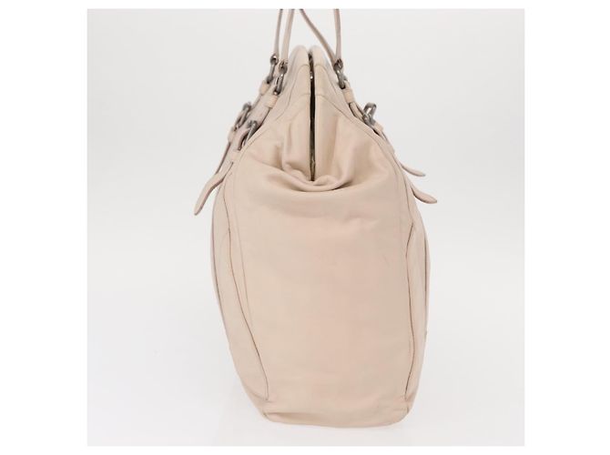 Prada Borsa a Spalla in Pelle Beige Argento Auth ka071 - vista 3