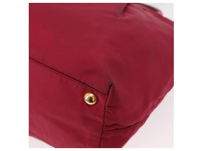 Ribbon Borsa a mano in nylon PRADA con nastro 2 in 1 Rosso Oro Auth 151316 D'oro - vista 10