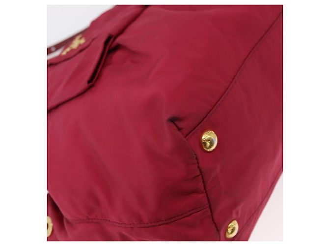 Ribbon Borsa a mano in nylon PRADA con nastro 2 in 1 Rosso Oro Auth 151316 D'oro - vista 15