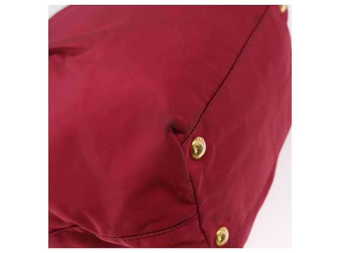 Ribbon Borsa a mano in nylon PRADA con nastro 2 in 1 Rosso Oro Auth 151316 D'oro - vista 17