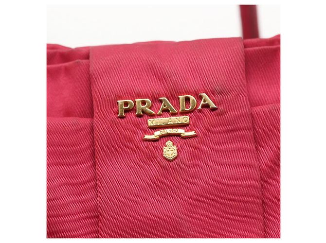 Ribbon Borsa a mano in nylon PRADA con nastro 2 in 1 Rosso Oro Auth 151316 D'oro - vista 18