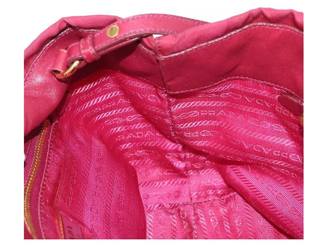 Ribbon Borsa a mano in nylon PRADA con nastro 2 in 1 Rosso Oro Auth 151316 D'oro - vista 20