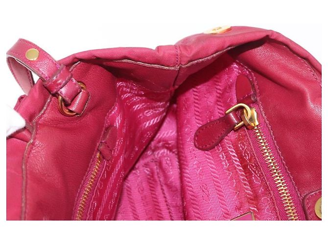 Ribbon Borsa a mano in nylon PRADA con nastro 2 in 1 Rosso Oro Auth 151316 D'oro - vista 21