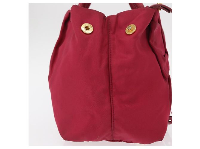Ribbon Borsa a mano in nylon PRADA con nastro 2 in 1 Rosso Oro Auth 151316 D'oro - vista 4