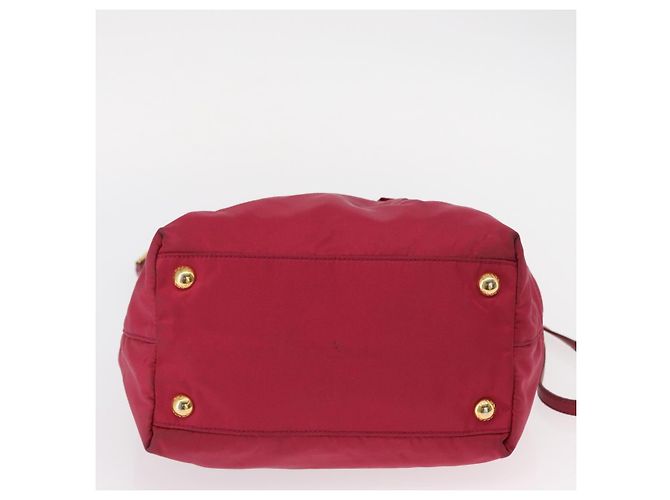 Ribbon Borsa a mano in nylon PRADA con nastro 2 in 1 Rosso Oro Auth 151316 D'oro - vista 5
