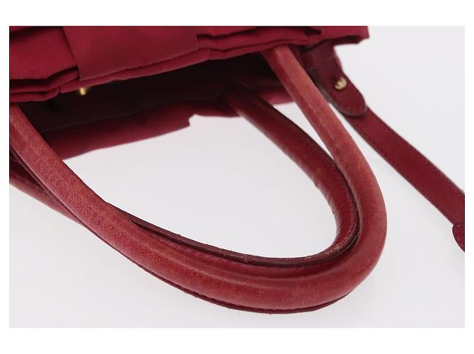 Ribbon Borsa a mano in nylon PRADA con nastro 2 in 1 Rosso Oro Auth 151316 D'oro - vista 7