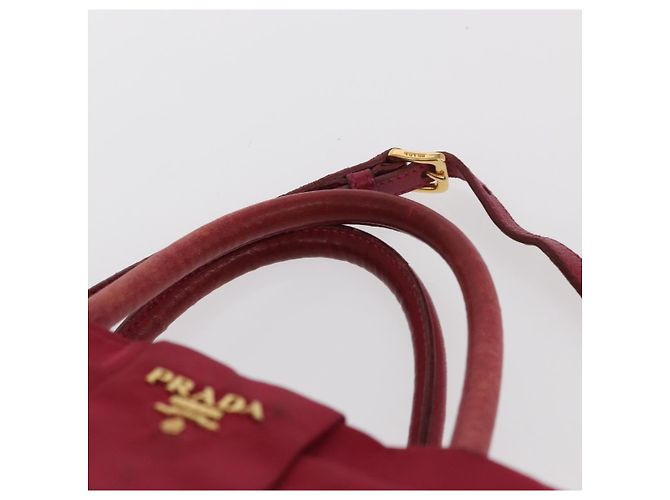 Ribbon Borsa a mano in nylon PRADA con nastro 2 in 1 Rosso Oro Auth 151316 D'oro - vista 8
