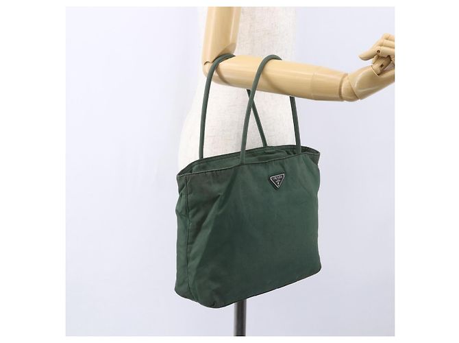 PRADA Tote Bag aus Nylon Khaki Silber authentisch bs31174 - Ansicht 23